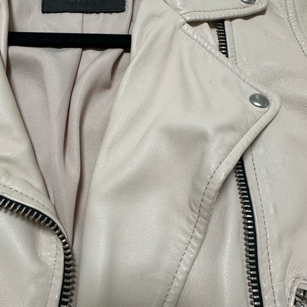 All Saints Light Pink Leather Jacket - Picture 4 of 5